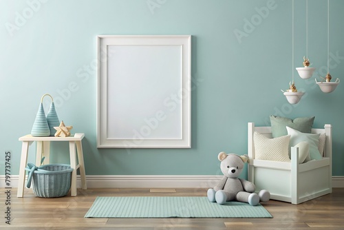 Kids room blank frame mockup