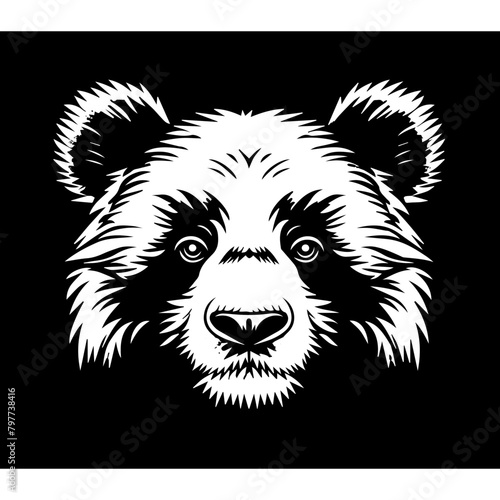 Black and white vector of a panda logo 