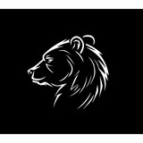 Minimalist bear profile logo black and white vector 