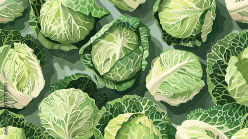Pieces of fresh savoy cabbage on color background Vec photo