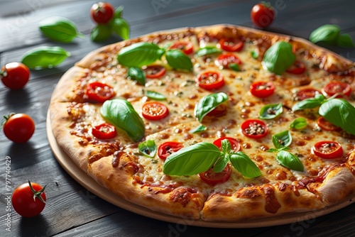 Freshly Baked Pizza Delight: Tasty Veggie-Loaded Italian Feast in Classic Ambiance