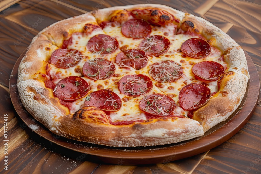 Pepperoni Perfection: Hot, Tasty, and Cheesy Italian-style Rustic Pizza