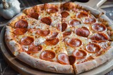 Pepperoni Perfection: Hot and Freshly Baked Italian Flair Pizza Composition