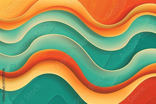 Orange Teal Liquid Psychedelic Waves: Funky Abstract Music Cover Background