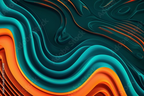 Teal and Orange 80s Retro Dance Vibe: Heat to Cool Gradient Abstract Texture photo