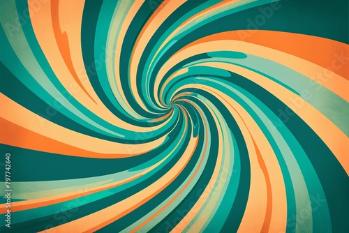 Hallucinogenic Dynamic Flow: Vintage Teal and Orange Party Poster with Retro Psychedelic Gradient