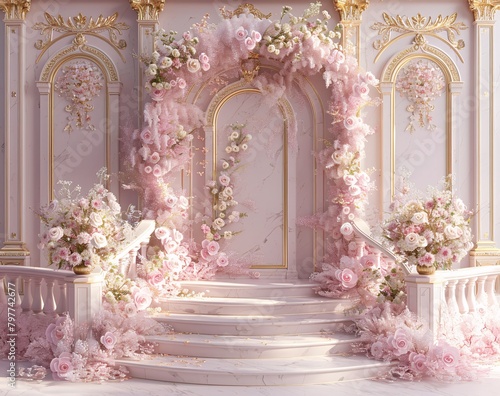 a pink and white floral decoration