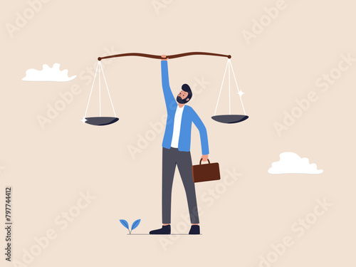 Businessman Holding Large Weighing Scale: Ethics and Integrity in Business