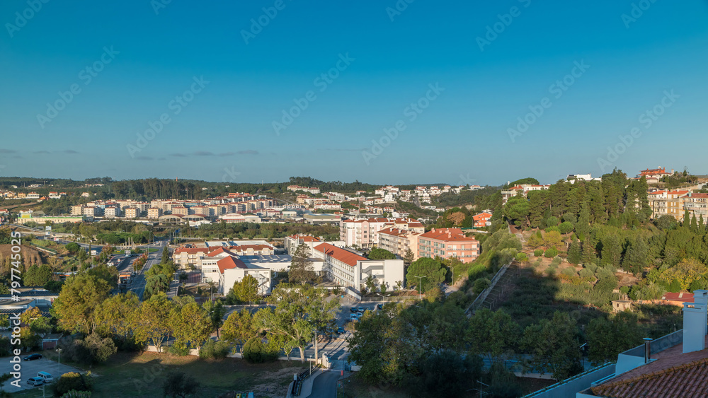 Fototapeta premium Beautiful cityscape view of Leiria town early morning, Portugal