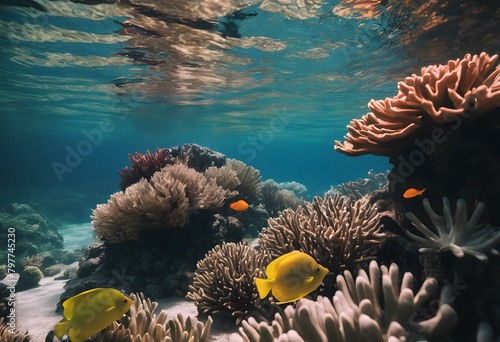 Vibrant Coral Reef Teeming with Marine Life - Underwater Paradise © DesignByGade