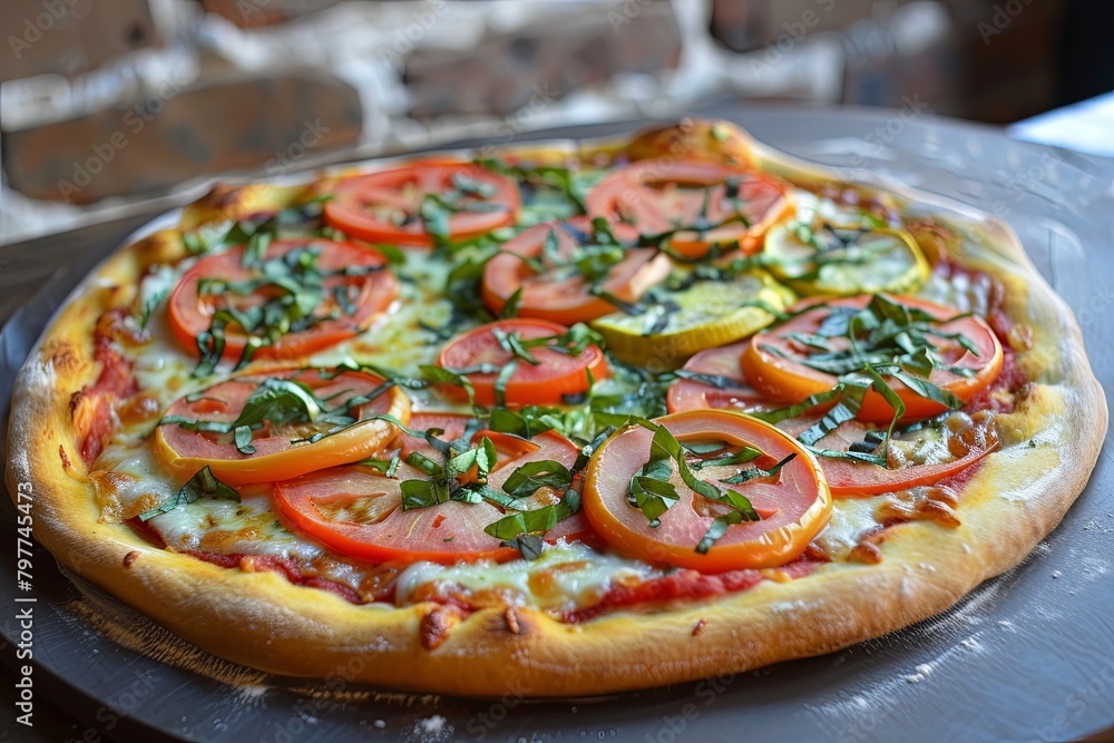 Freshly Baked Vegetable Toppings Pizza: A Delicious Creation from a Rustic Kitchen