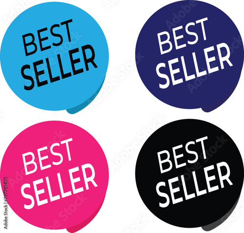 Flat vector illustration of a best seller sign label. Bestseller badge logo design isolated Stamp, Seal Banner Vector Template Illustration Design.eps10