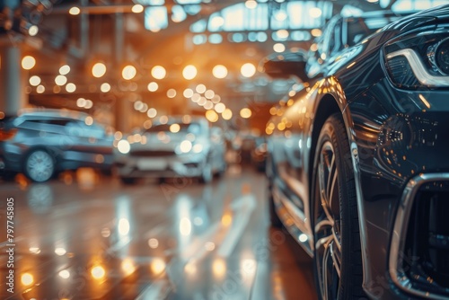 New premium car in a dealer showroom close-up. Buying a car. © Marat