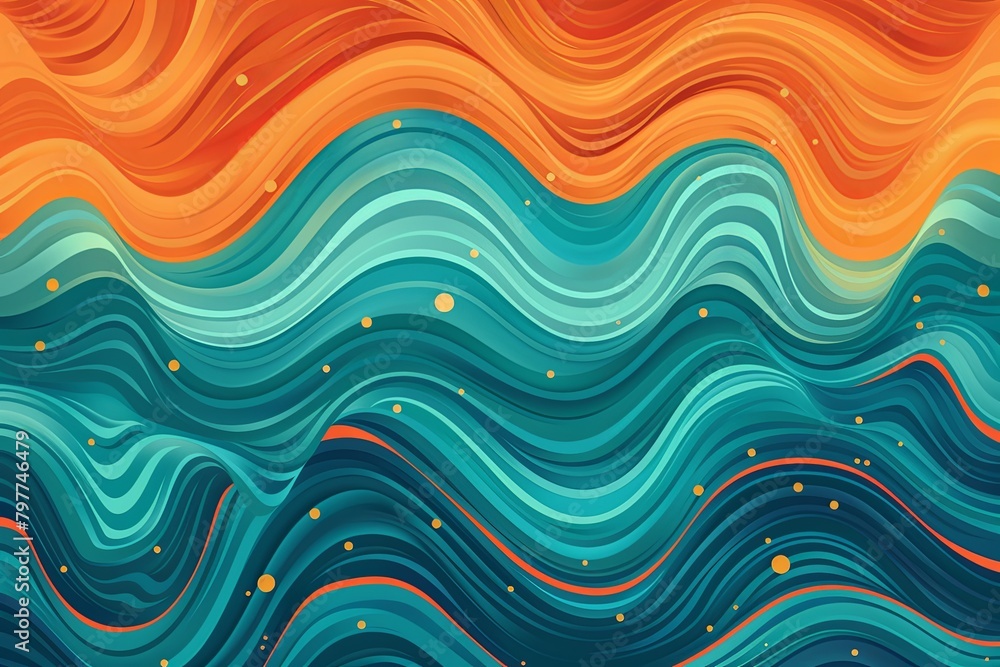 Funky Waves: Retro 90s Psychedelic Color Flow Teal Orange Gradients Funky Waves: Retro 90s Psychedelic Color Flow Teal Orange Gradients