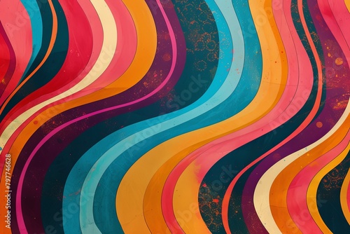 Psychedelic Waves: Retro Funk Music Cover with Vibrant 70s Colors