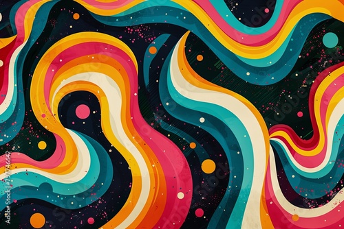 Psychedelic Waves: Retro Funk Music Cover in Vivid 70s Colors photo