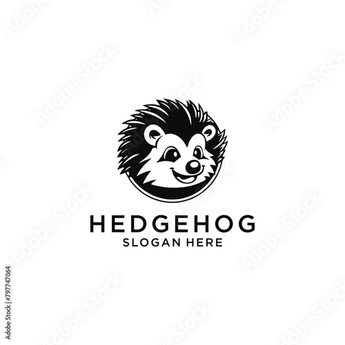 hedgehog logo vector illustration, porcupine silhouette logo template

