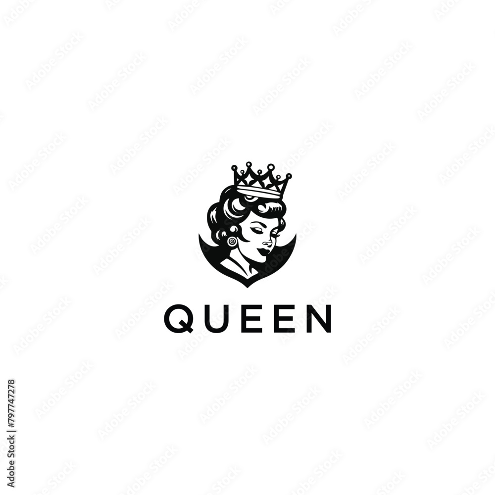 Beautiful queen logo icon design vector illustration.