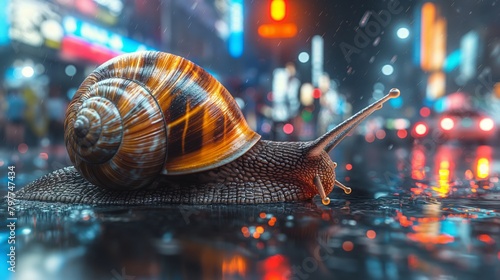 snail on the street photo