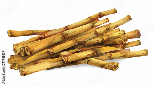 Heap of bamboo stems isolated on white background 