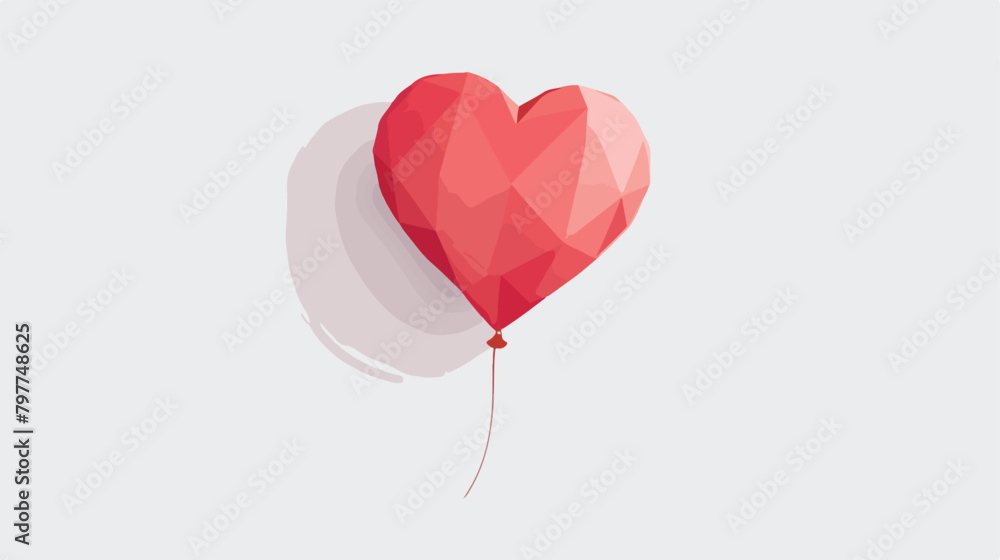 Heart shaped air balloon on white background. 