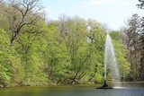 Fountain among the lake in the park