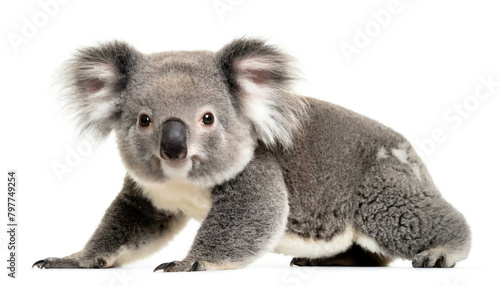 Koala Baby auf vier beinen isoliert auf wei  en Hintergrund  Freisteller