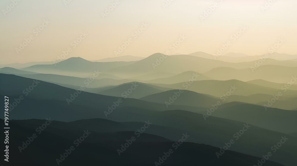 AI generated illustration of mountains silhouetted against a sunset sky AI generated illustration of mountains silhouetted against a sunset sky