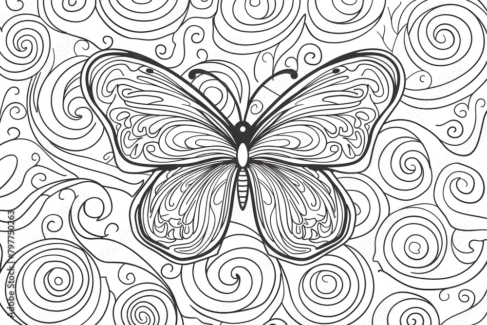Fototapeta premium Educational Butterfly Coloring Page for Kids
