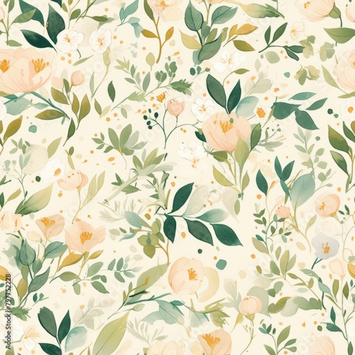Wallpaper Mural Enchanting Vintage Floral Pattern with Golden Yellow Accents Vintage Floral Elegance: Timeless Garden Illustration. Design for background, graphic design, print, poster, interior, packaging paper Torontodigital.ca