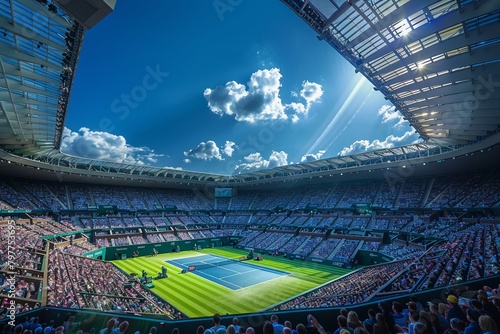 Imagine the grand tennis championship taking place at a magnificent stadium in London Witness the excitement of this international game 8K , high-resolution, ultra HD,up32K HD photo