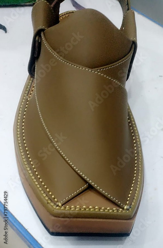This the picture of men`s Peshawari chappal (sandal)