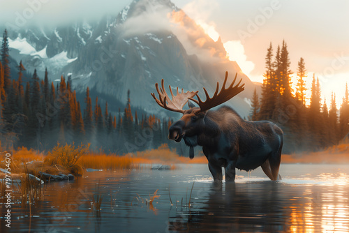 moose in the lake