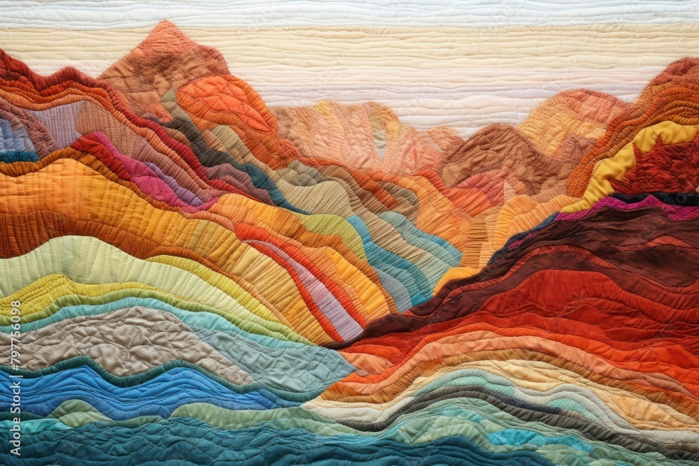 Landscape textile craft quilt. Landscape textile craft quilt.