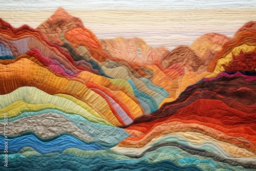 Landscape textile craft quilt. photo