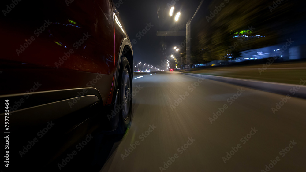 Drivelapse urban look from fast driving car at a night avenue in a city timelapse hyperlapse Drivelapse urban look from fast driving car at a night avenue in a city timelapse hyperlapse