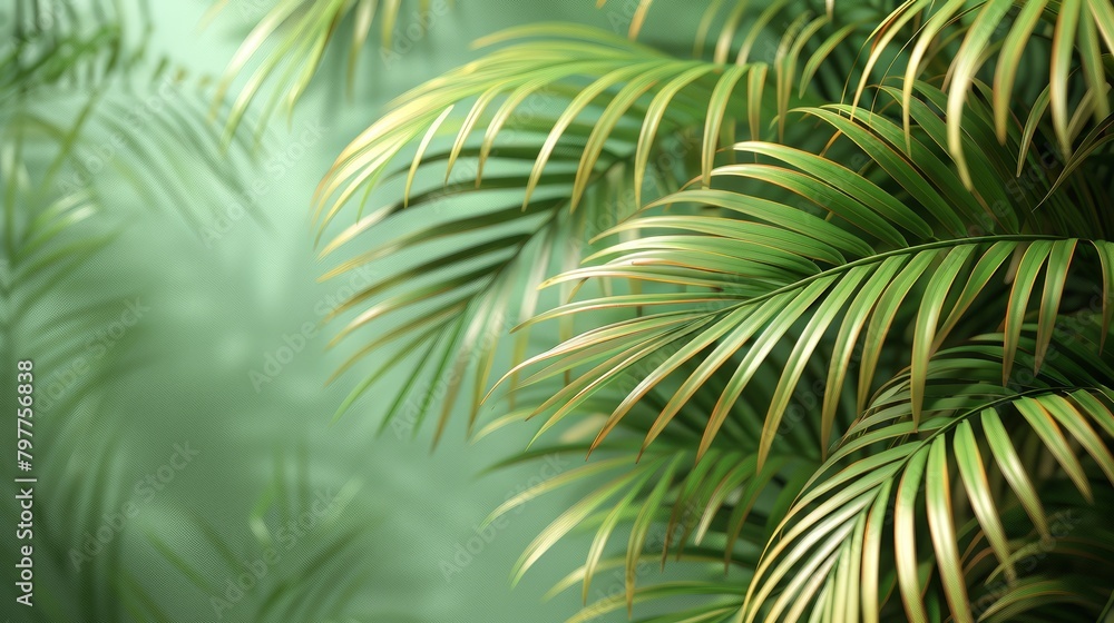 Palm leaves pattern,  light yellow background