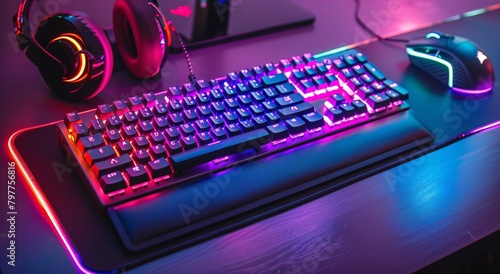 a keyboard with colorful lights