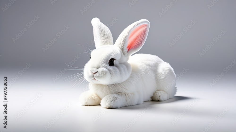 Obraz premium White Fluffy Plush Rabbit Kids Toy