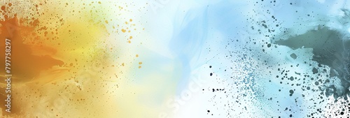 Bright Abstract Art with Watercolor Splashes and Powder Explosions in Turquoise  Orange  and Blue