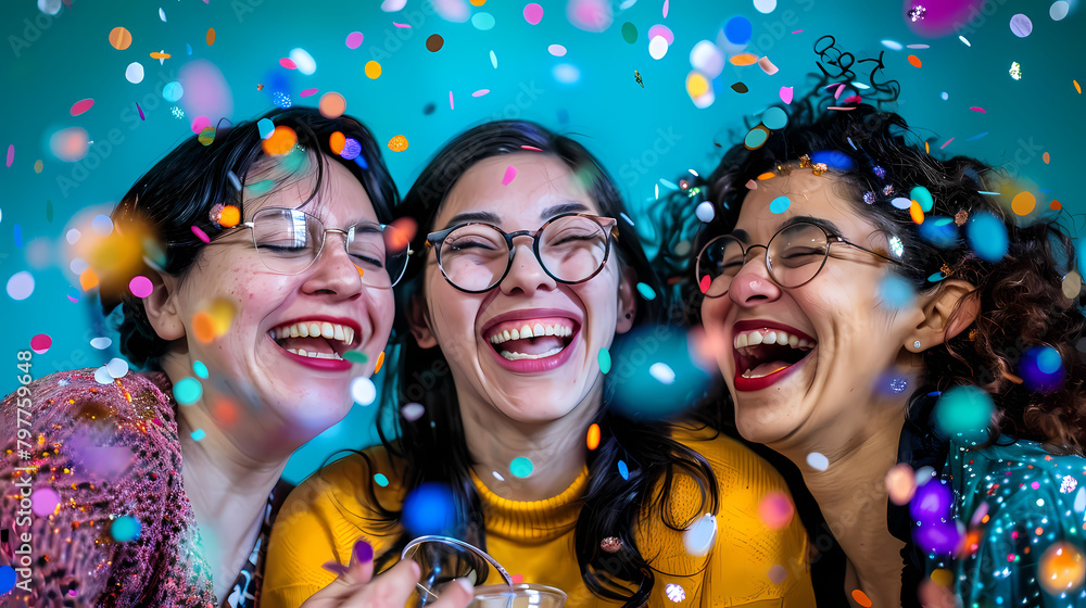 Youthful Revelry: Young People Celebrating with Confetti at a Party