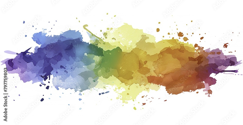Watercolor Splash of Rainbow Colors on White Background: Hand Painted Vector Illustration Clip Art