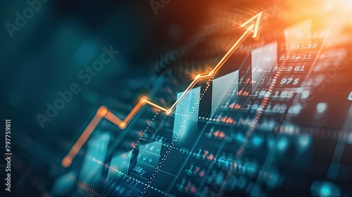 Arrow pointing upwards on a chart, indicating growth