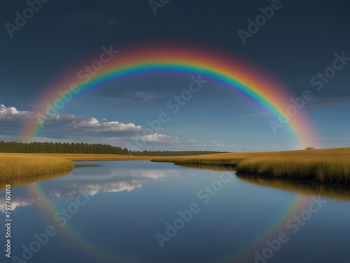 rainbow over the lake