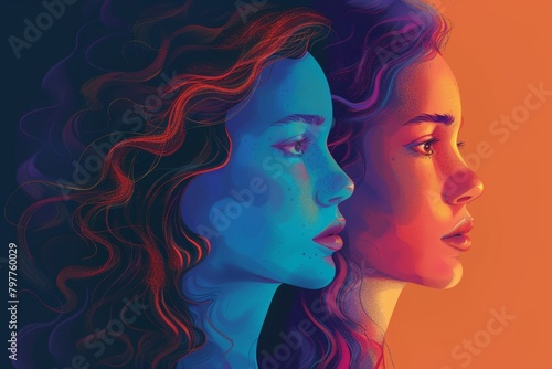 Stylized Dual Portraits in Vivid Contrast
