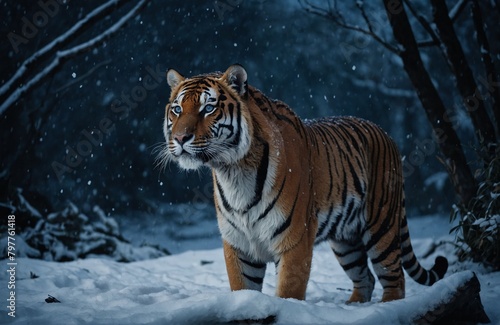 Snow-Kissed Majesty  Tiger in Jungle Wonderland