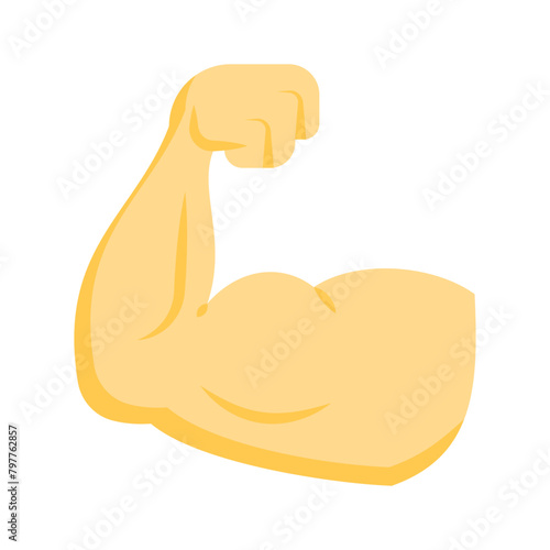 Bodybuilder biceps, strong arm flat style icon design, customizable vector