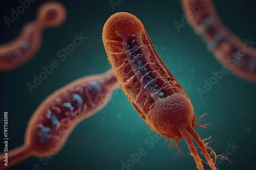  3d illustration of helicobacter pylori bacterium 