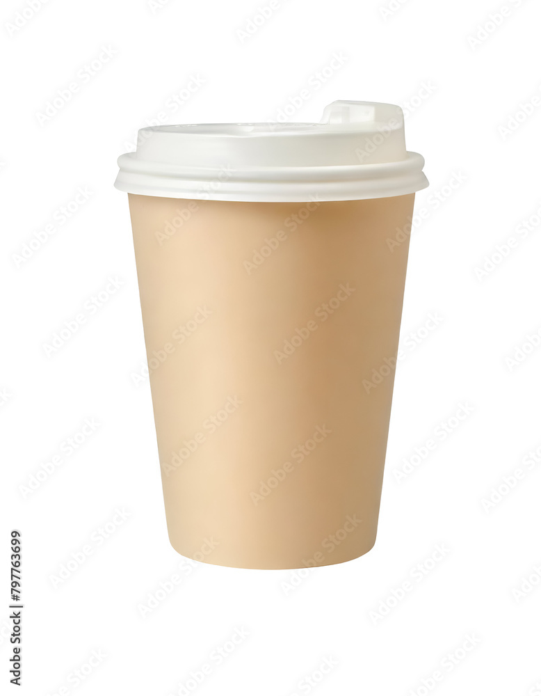 Realistic beige color mockup of a disposable coffee cup