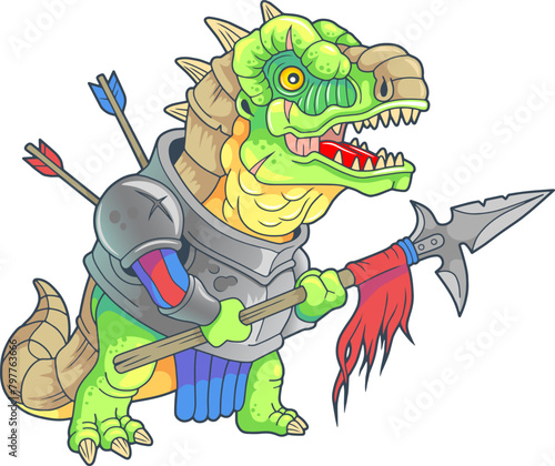 fantasy dinosaur knight, illustration design